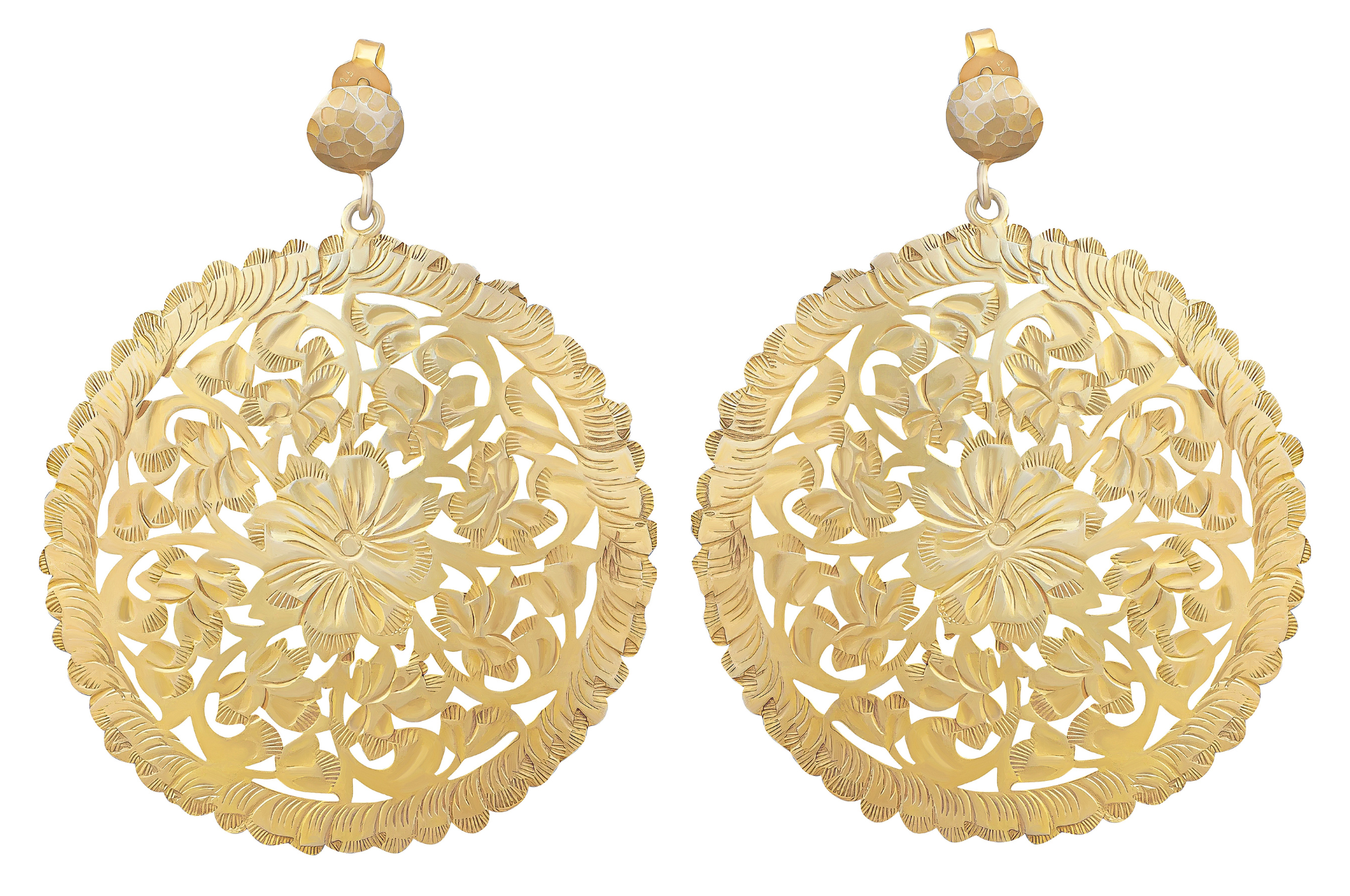 Jaali Flower Disc Earrings