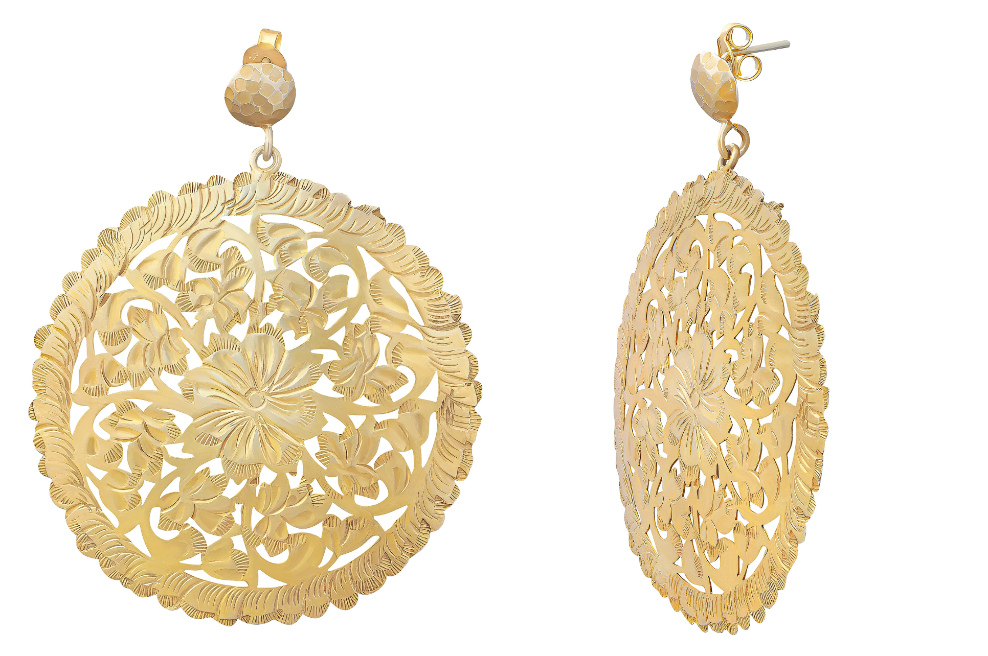 Jaali Flower Disc Earrings