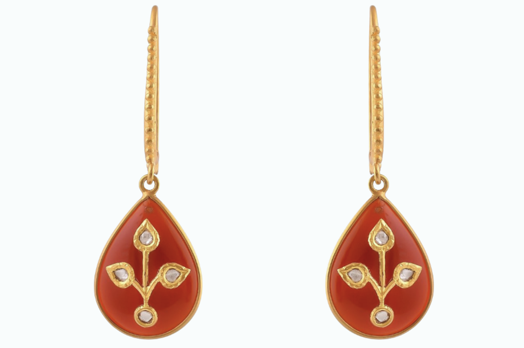 Elodie Carnelian & Diamond Jadau Earrings