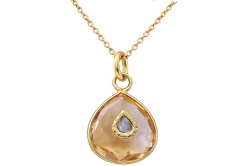 Jadau Citrine & Diamond Pendant Necklace