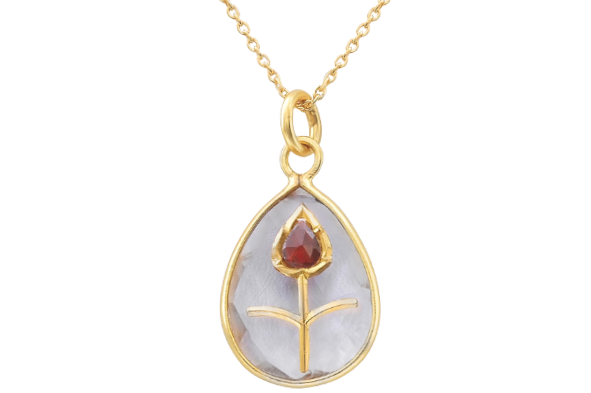Jadau Rock Crystal & Ruby Pendant Necklace