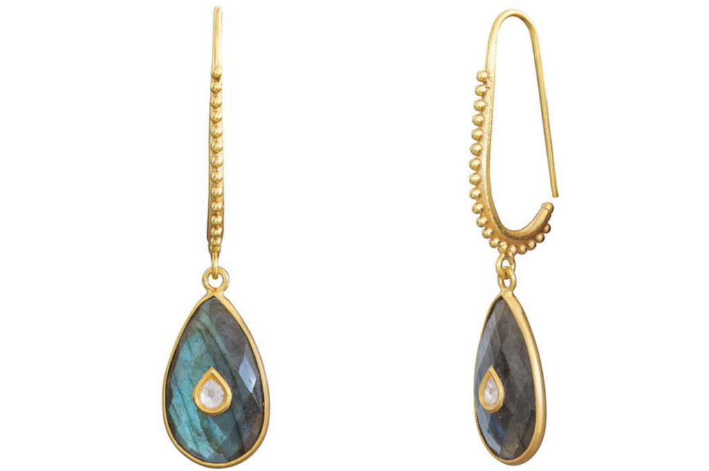 Elodie Labradorite & Diamond Jadau Earrings