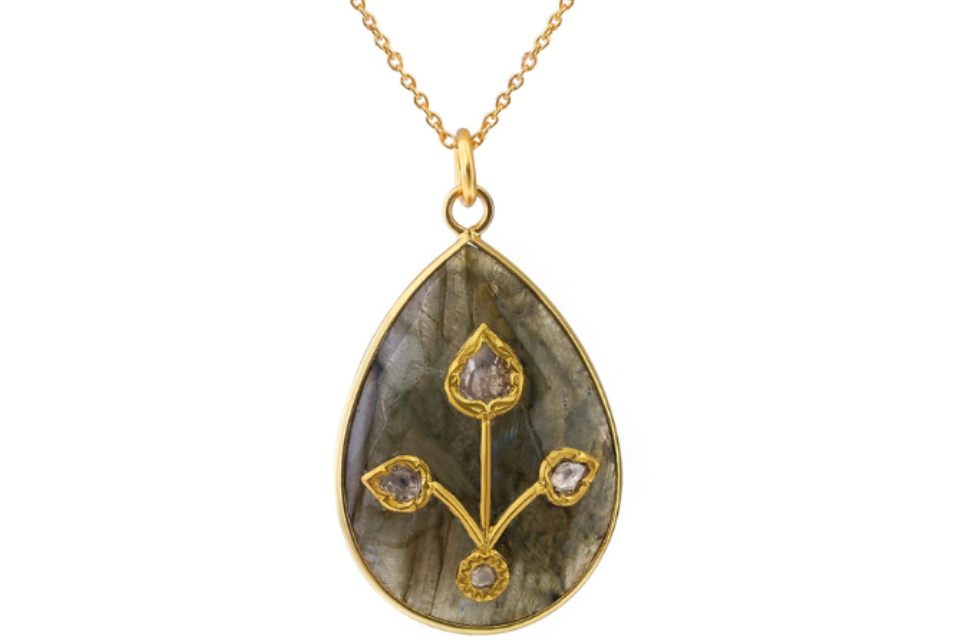 Jadau Labradorite & Diamond Pendant Necklace
