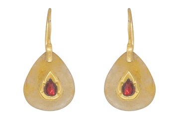 Jadau Golden Rutile Quartz & Garnet Earrings