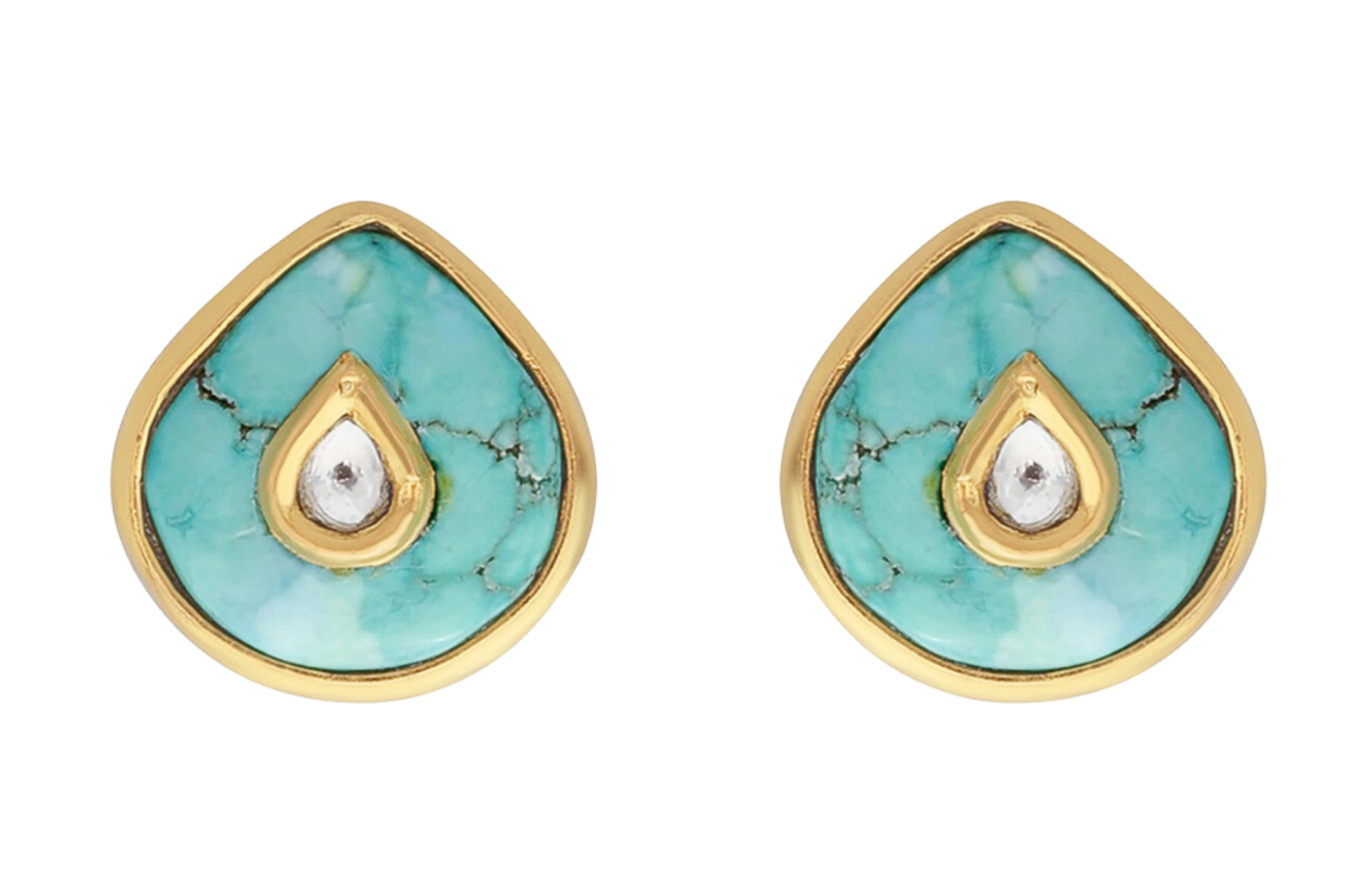 Turquoise & Diamond Jadau Stud Earrings