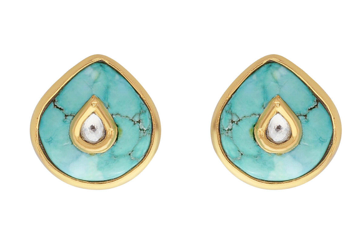 Turquoise & Diamond Jadau Stud Earrings