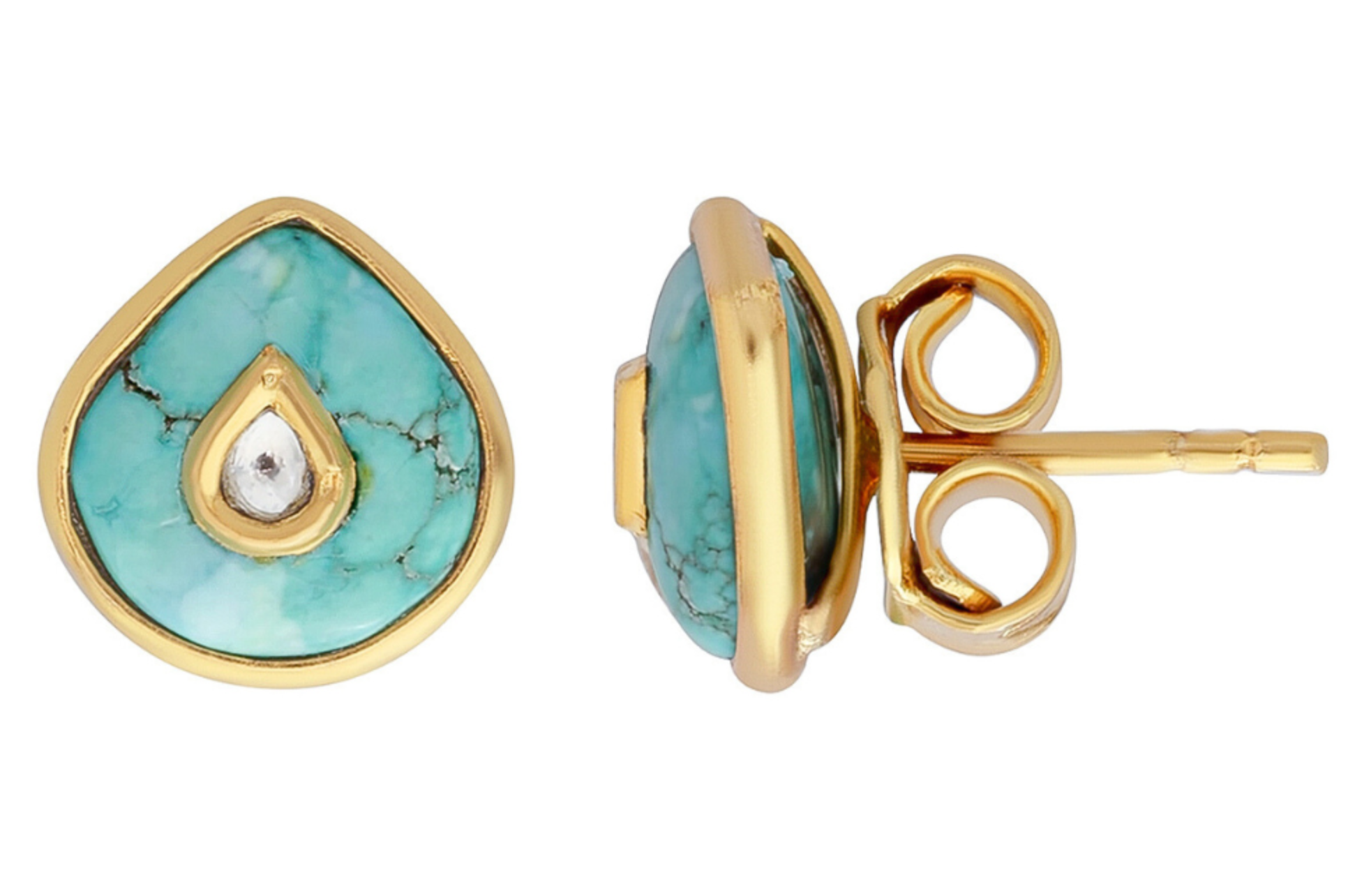 Turquoise & Diamond Jadau Stud Earrings
