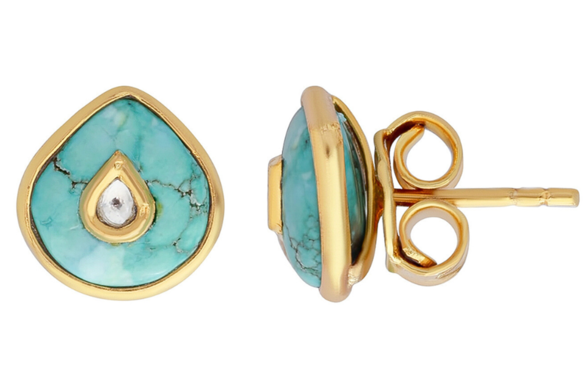 Turquoise & Diamond Jadau Stud Earrings