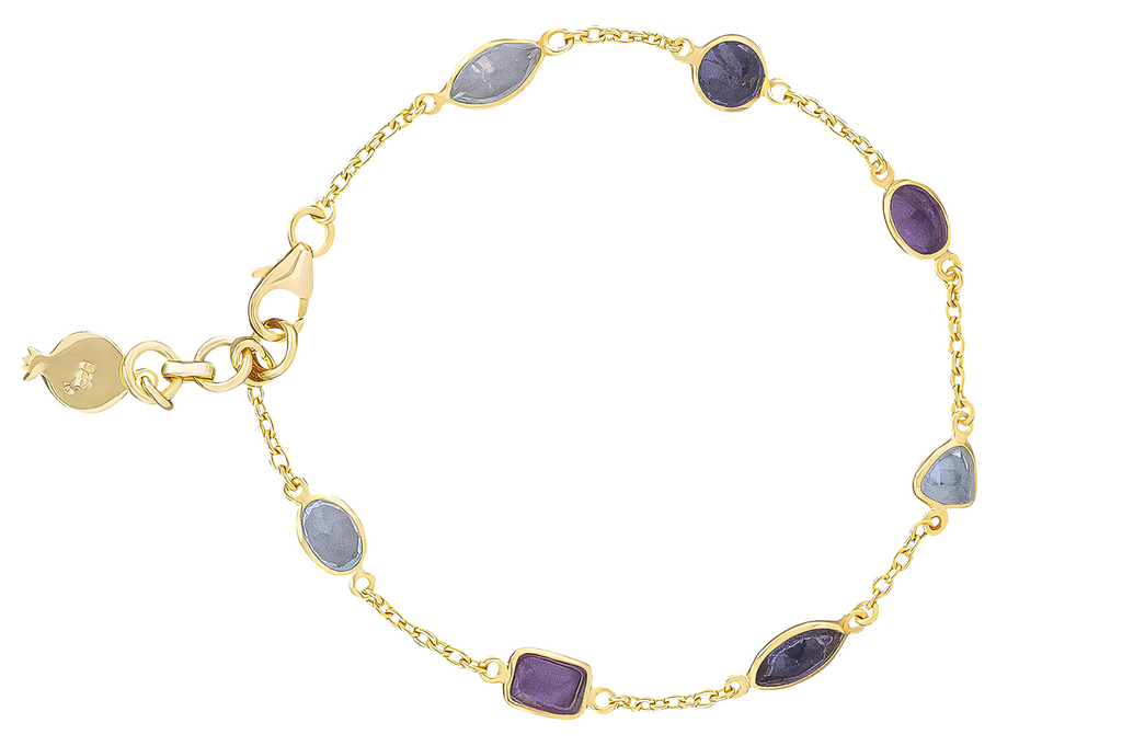 Jess Blue Topaz, Iolite & Amethyst Gemstone Bracelet