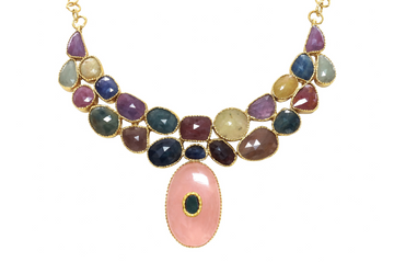 Khadija Sapphire & Rose Quartz Jadau Necklace