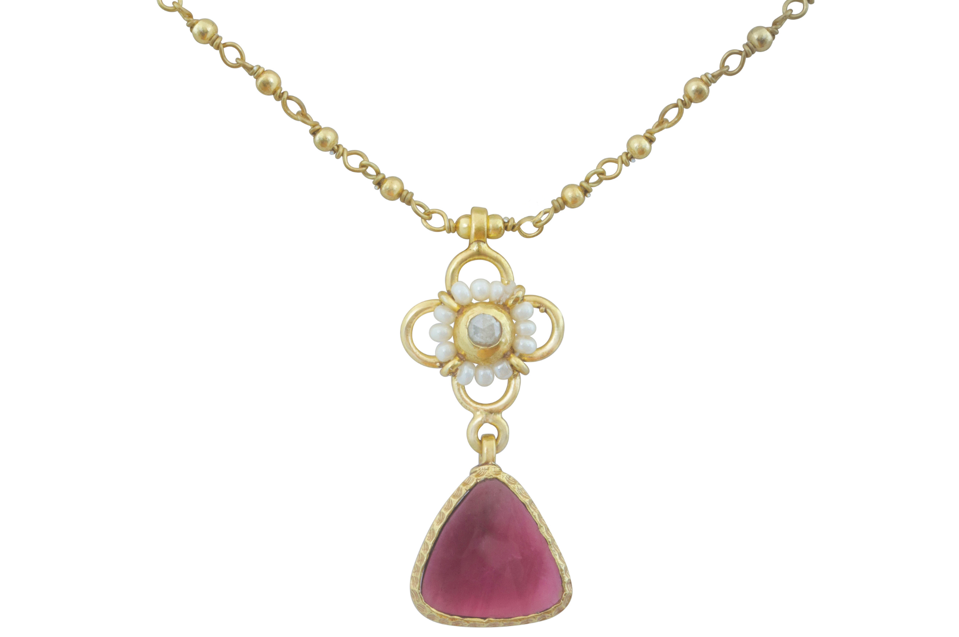 Kolkata Pearl & Pink Tourmaline Necklace