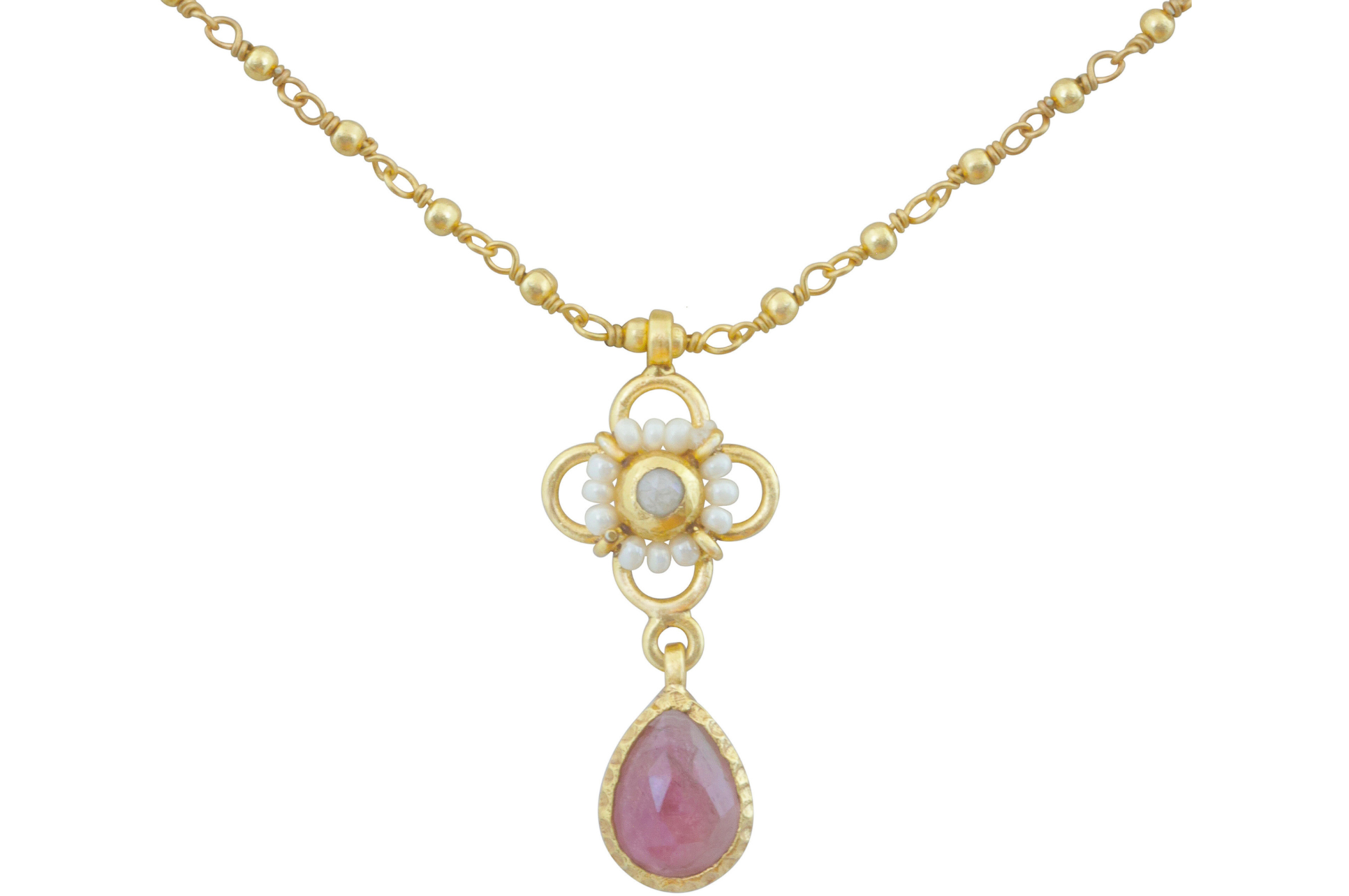 Kolkata Pearl & Pink Tourmaline Necklace