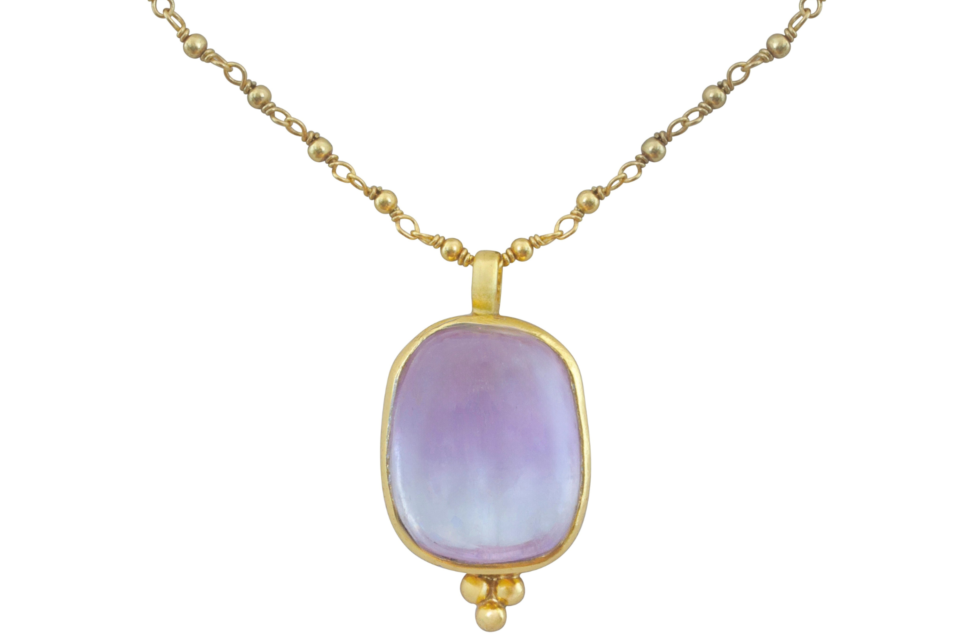 Sikar Cabochon Cut Kunzite Pendant Necklace