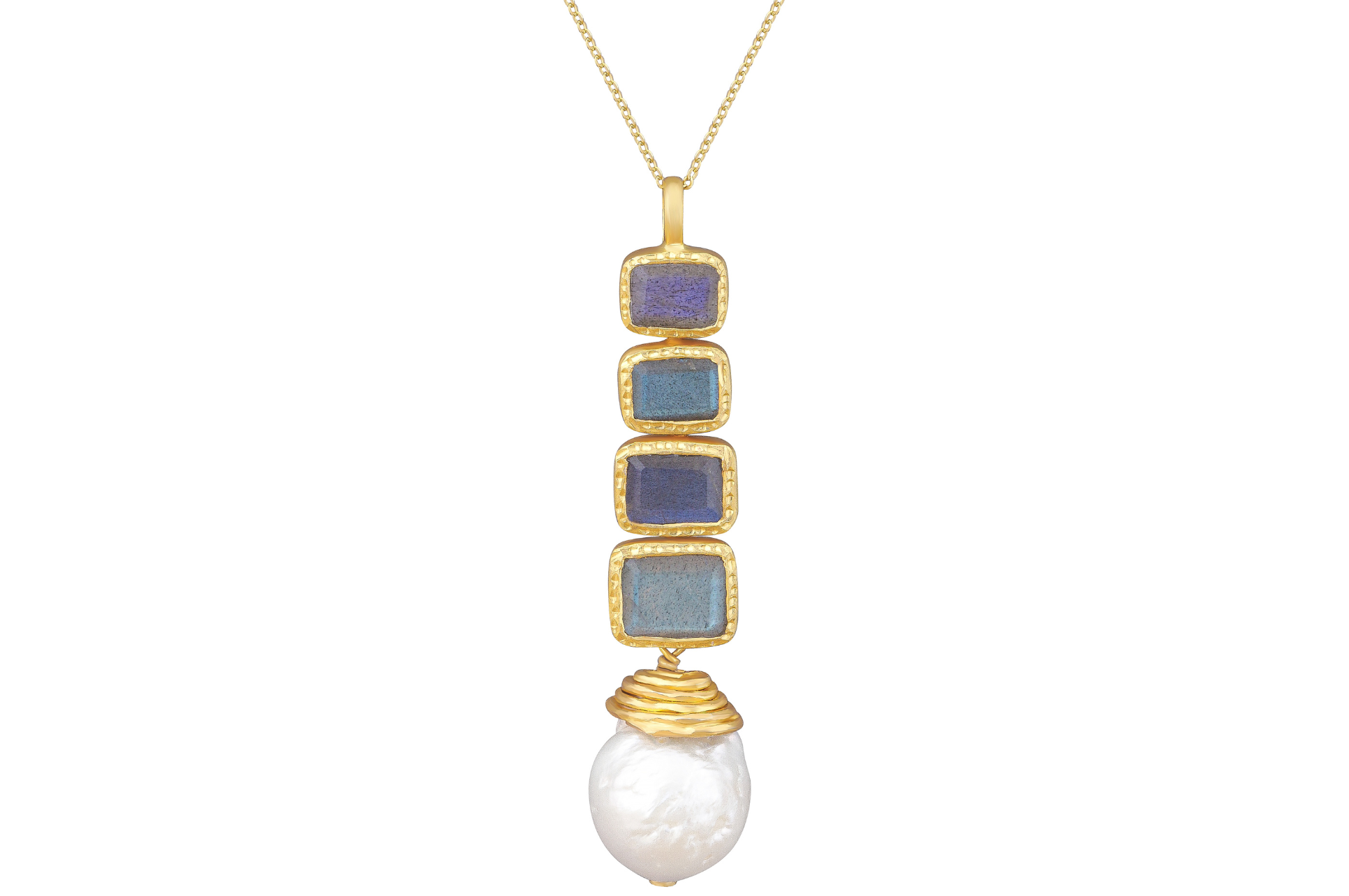 Labradorite & Baroque Pearl Pendant Necklace