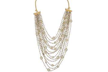 Labradorite, Green Amethyst & Chalcedony Beaded Line Necklace