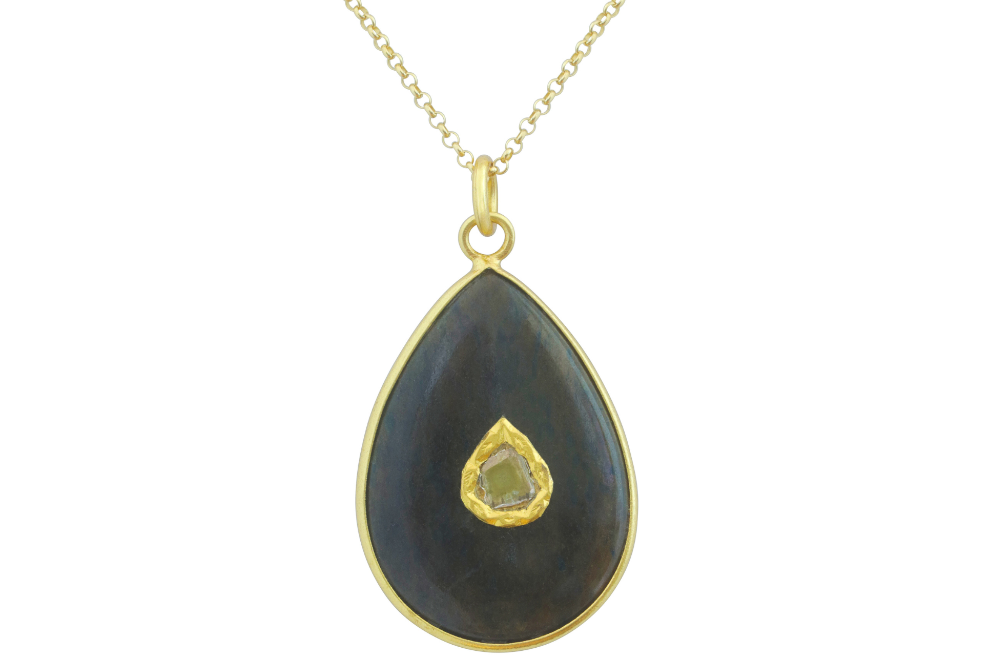 Jadau Labradorite & Diamond Pendant Necklace