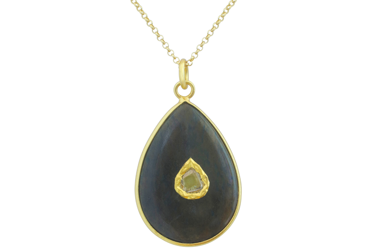 Jadau Labradorite & Diamond Pendant Necklace