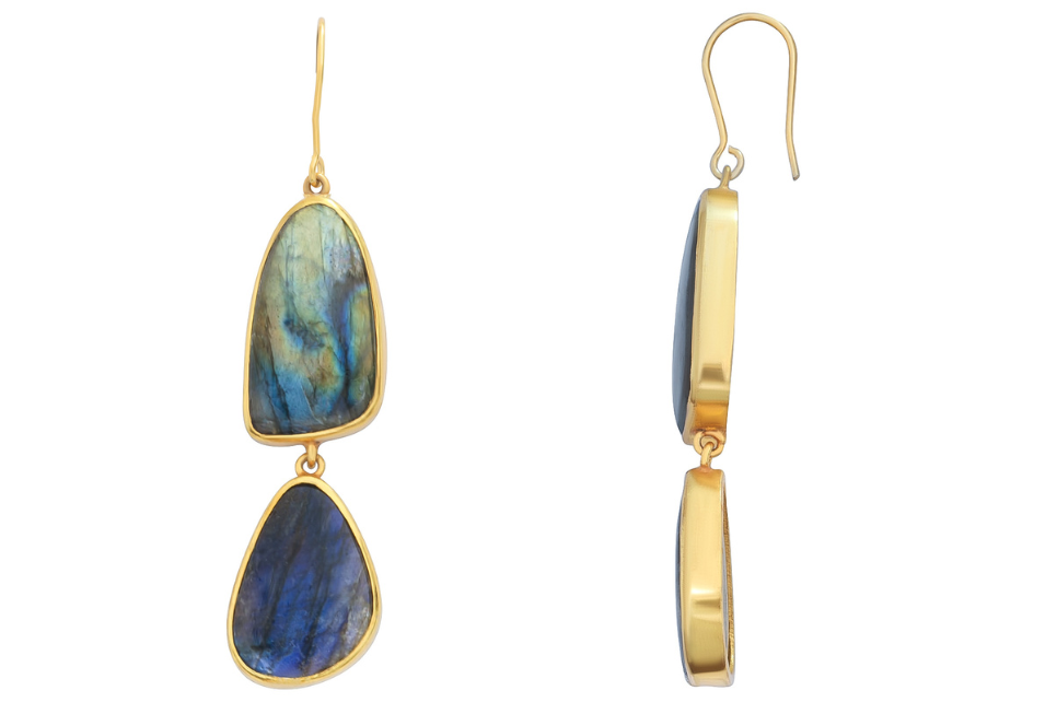 Labradorite Double Drop Gemstone Earrings