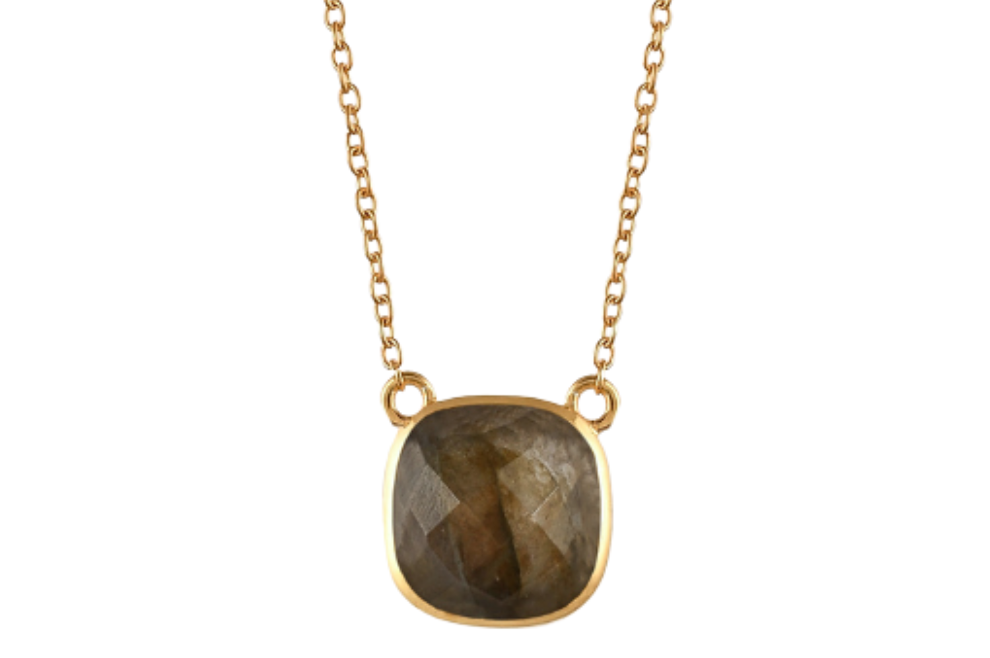 Labradorite Cushion Cut Pendant Necklace