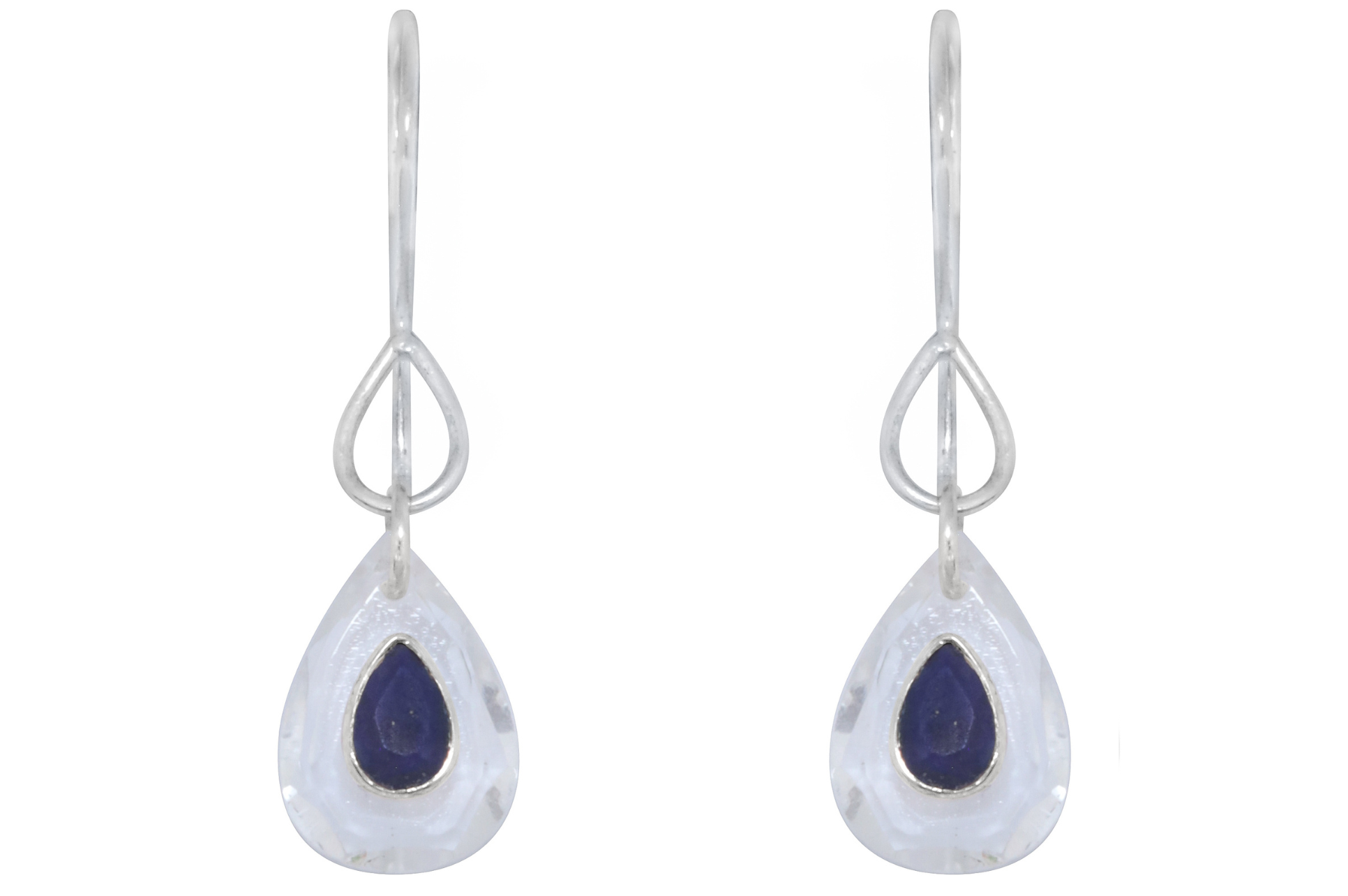 Rock Crystal & Lapis Jadau Earrings