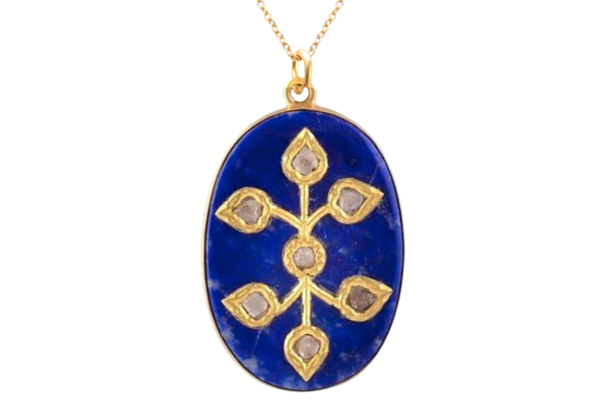 Lapis Jadau Work Pendant Necklace
