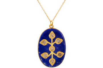 Lapis Jadau Work Pendant Necklace