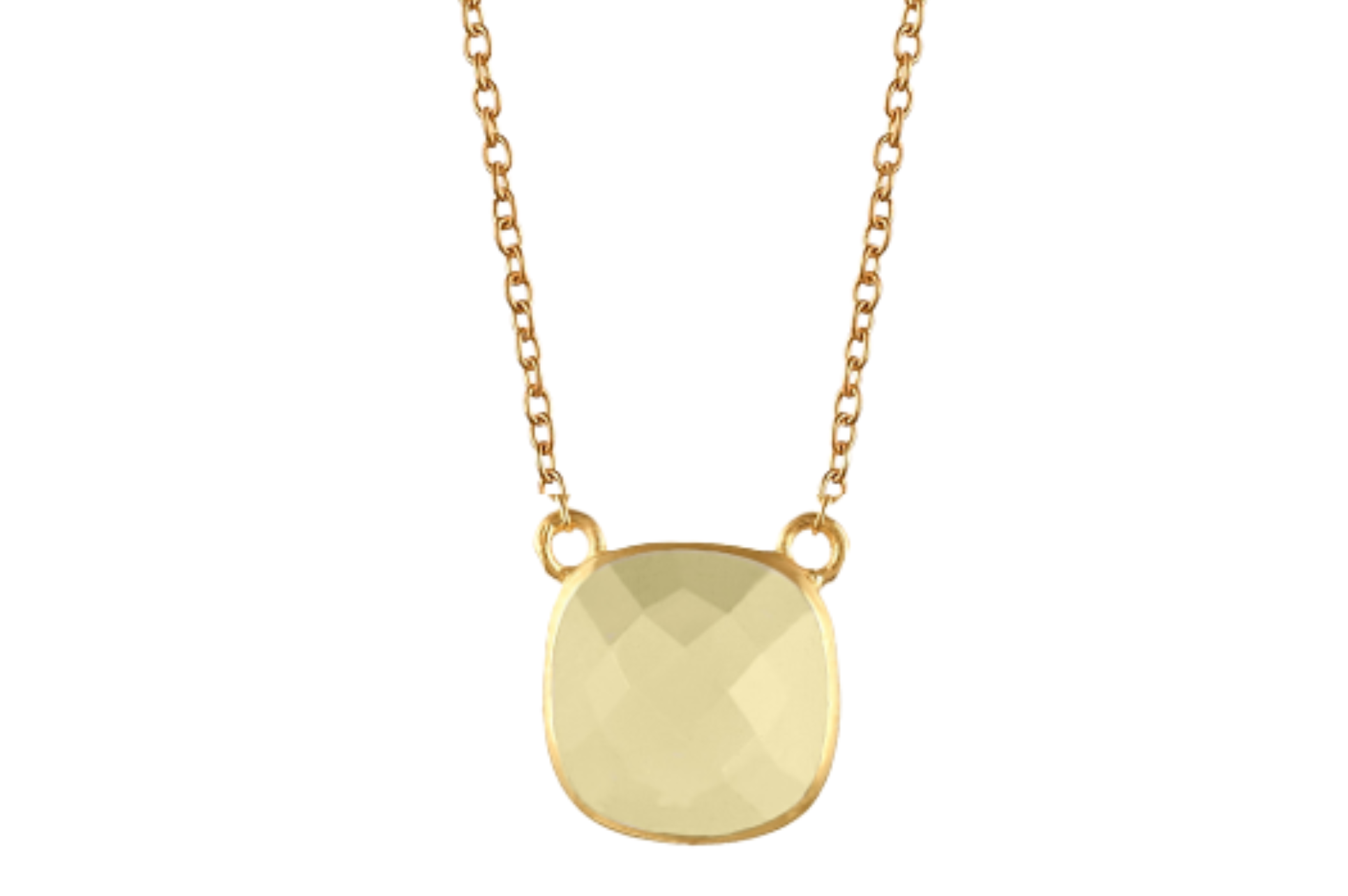 Lemon Quartz Cushion Cut Pendant Necklace