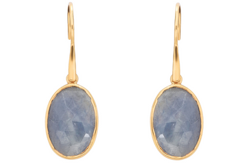 Blue Sapphire Pebble Single Drop Earrings