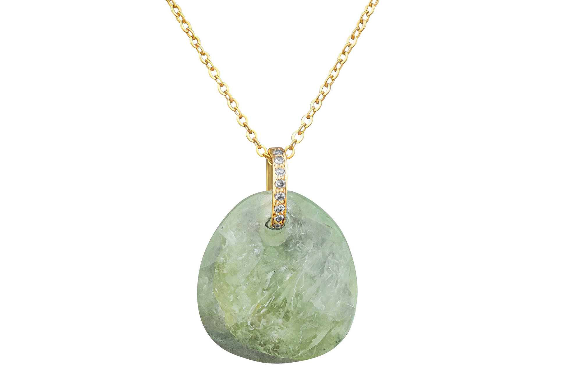 Fine Gold Bahia Light Green Tourmaline & Diamond Pendant Necklace
