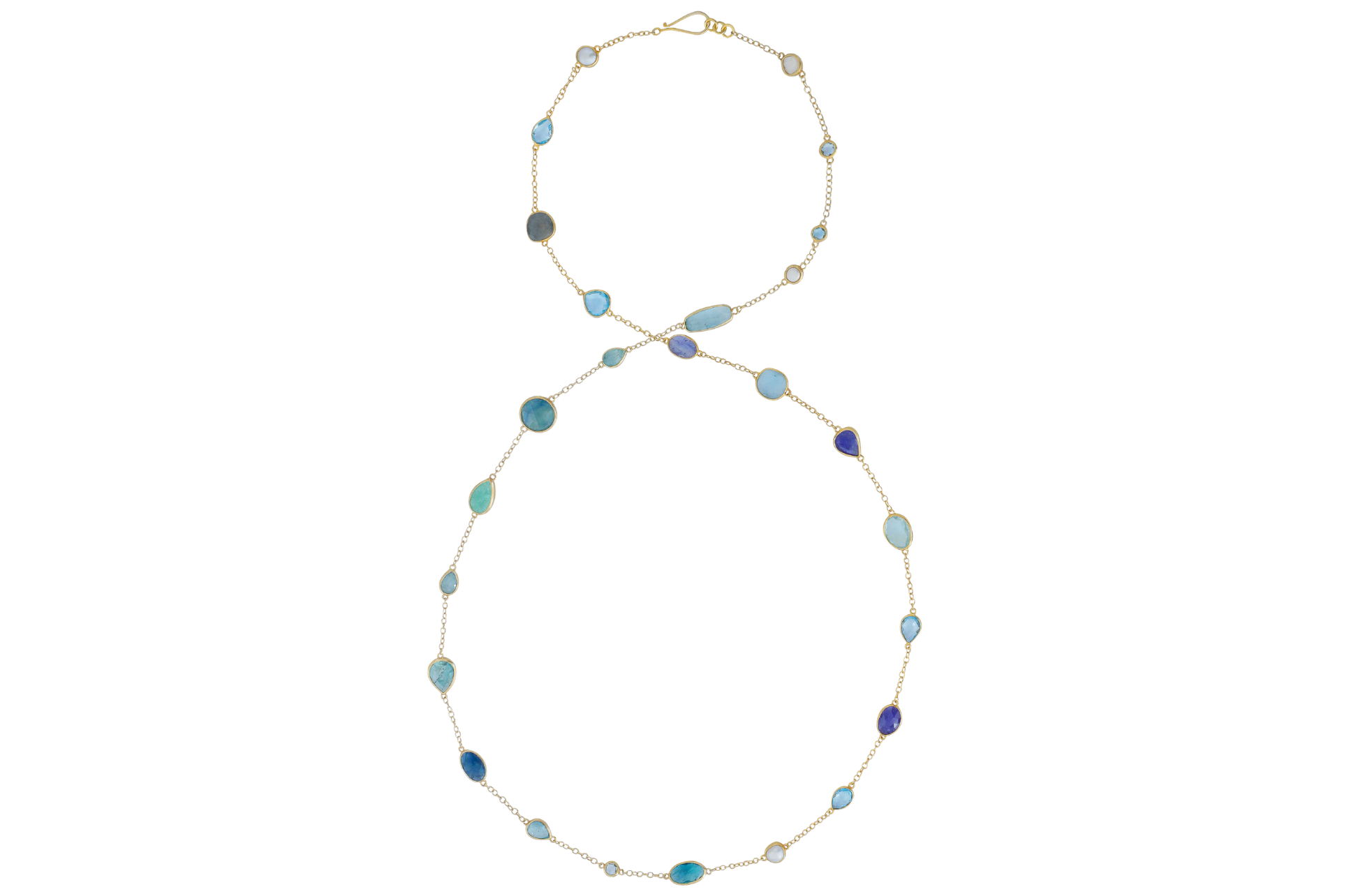 Agra Fluorite, Pearl & Tanzanite Long Gemstone Necklace