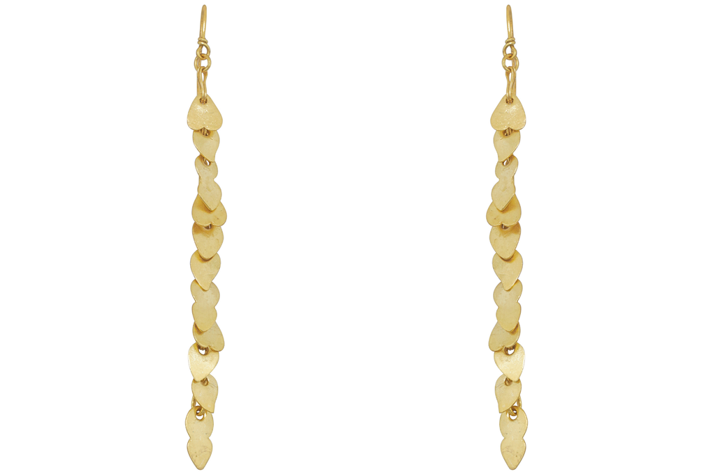 Long Gold Leaf Charm Earrings