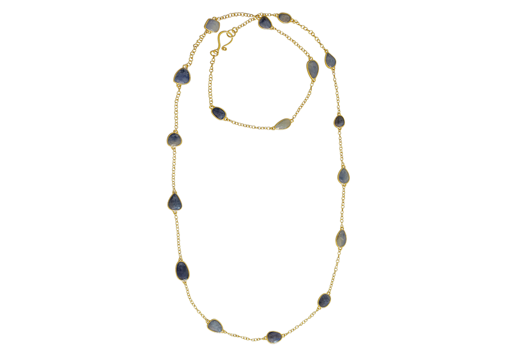 Agra Blue Sapphire Long Gemstone Necklace