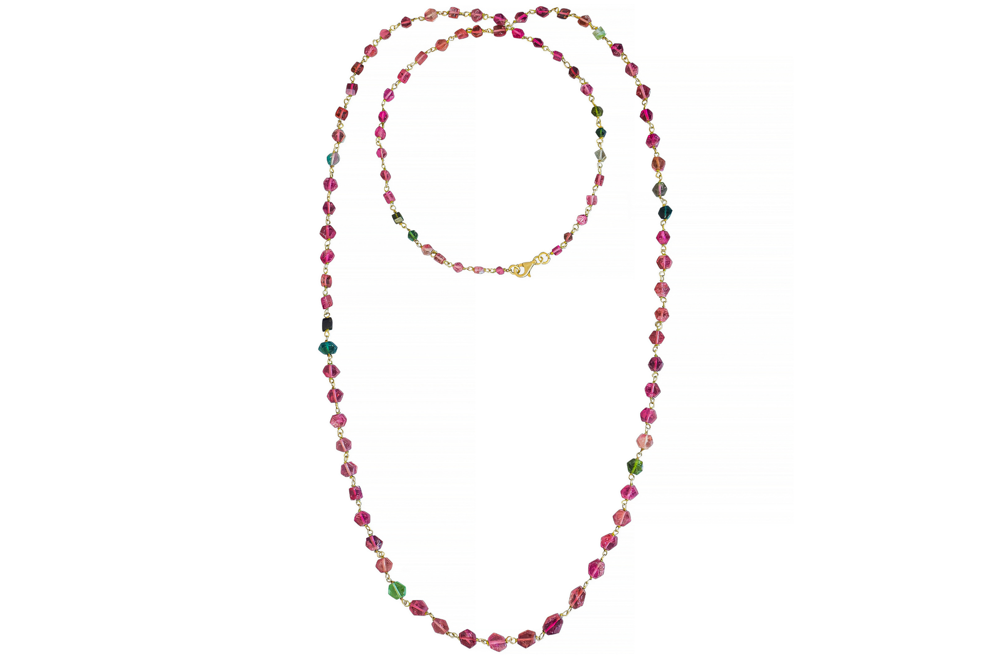 Long Multi Coloured Tourmaline Rosary Necklace