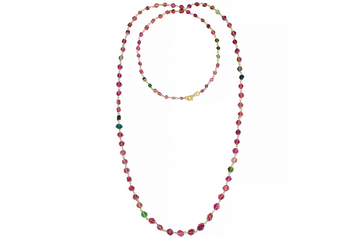 Long Multi Coloured Tourmaline Rosary Necklace