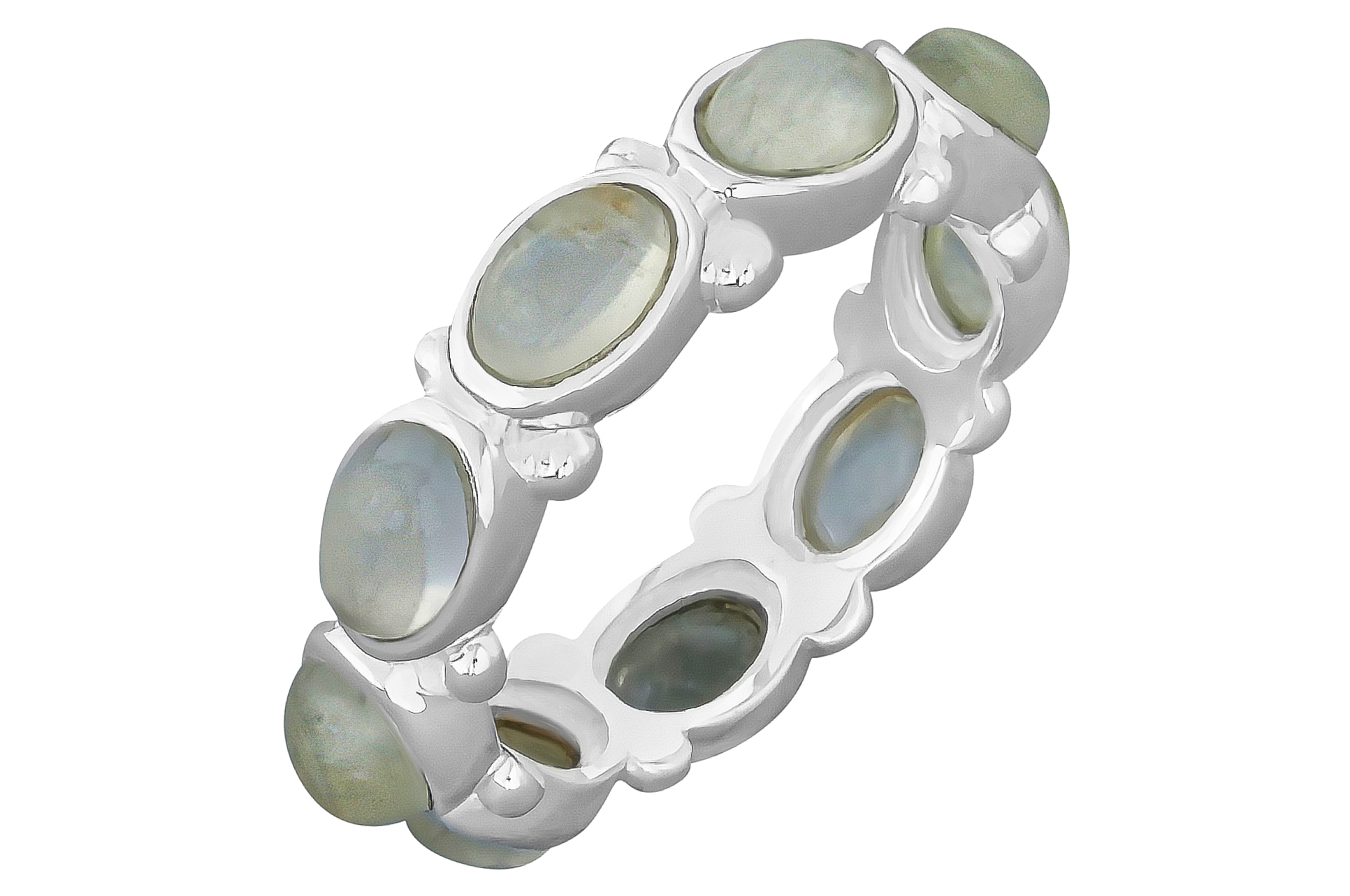 Lottie Silver Prehnite Eternity Ring