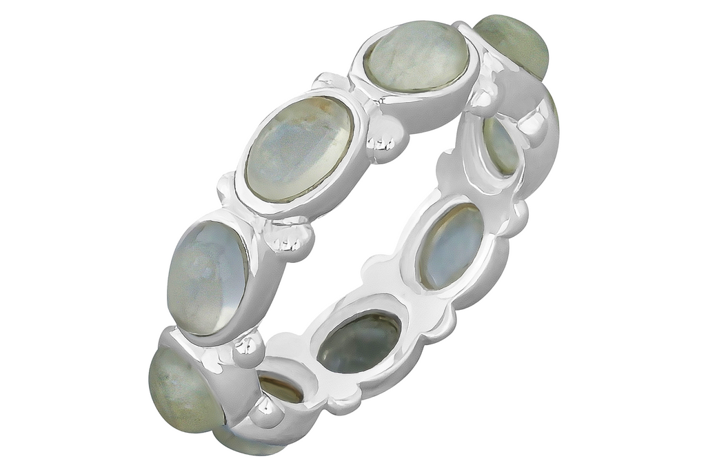 Lottie Silver Prehnite Eternity Ring