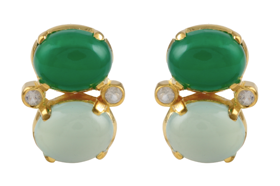 Lovebug Chalcedony & Green Onyx Stud Earrings