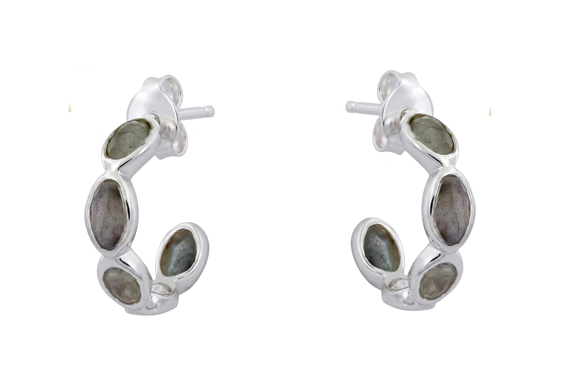 Luna Labradorite Silver Hoop Earrings