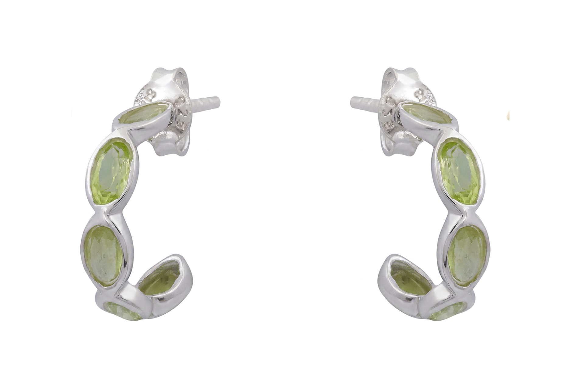 Luna Peridot Silver Hoop Earrings