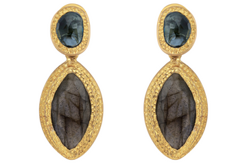 Maharani Labradorite & Blue Topaz Drop Earrings