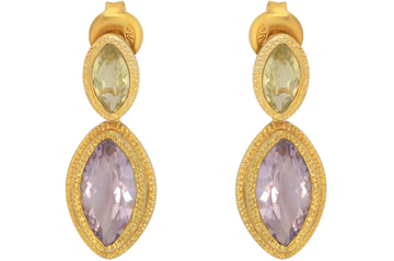 Maharani Amethyst & Lemon Quartz Drop Earrings