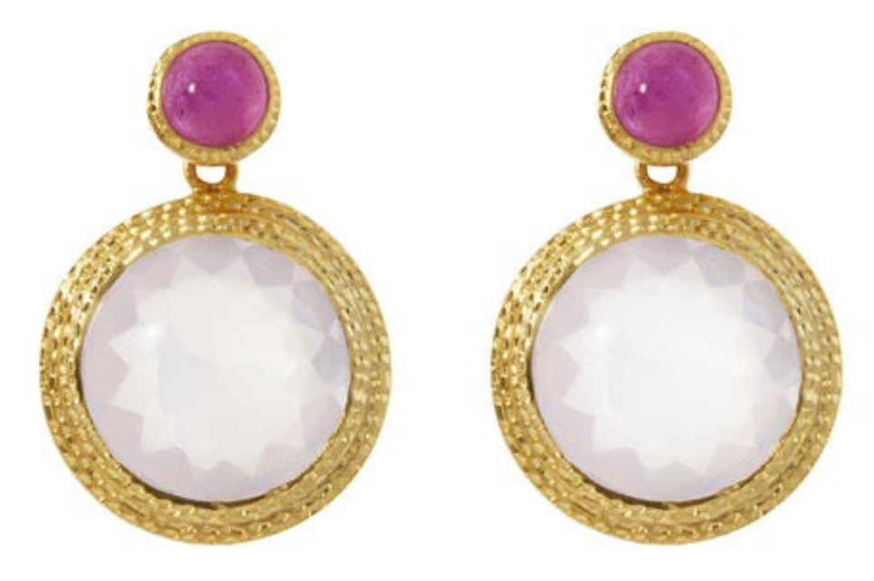 Maharani Ruby And Rose Quartz Earrings