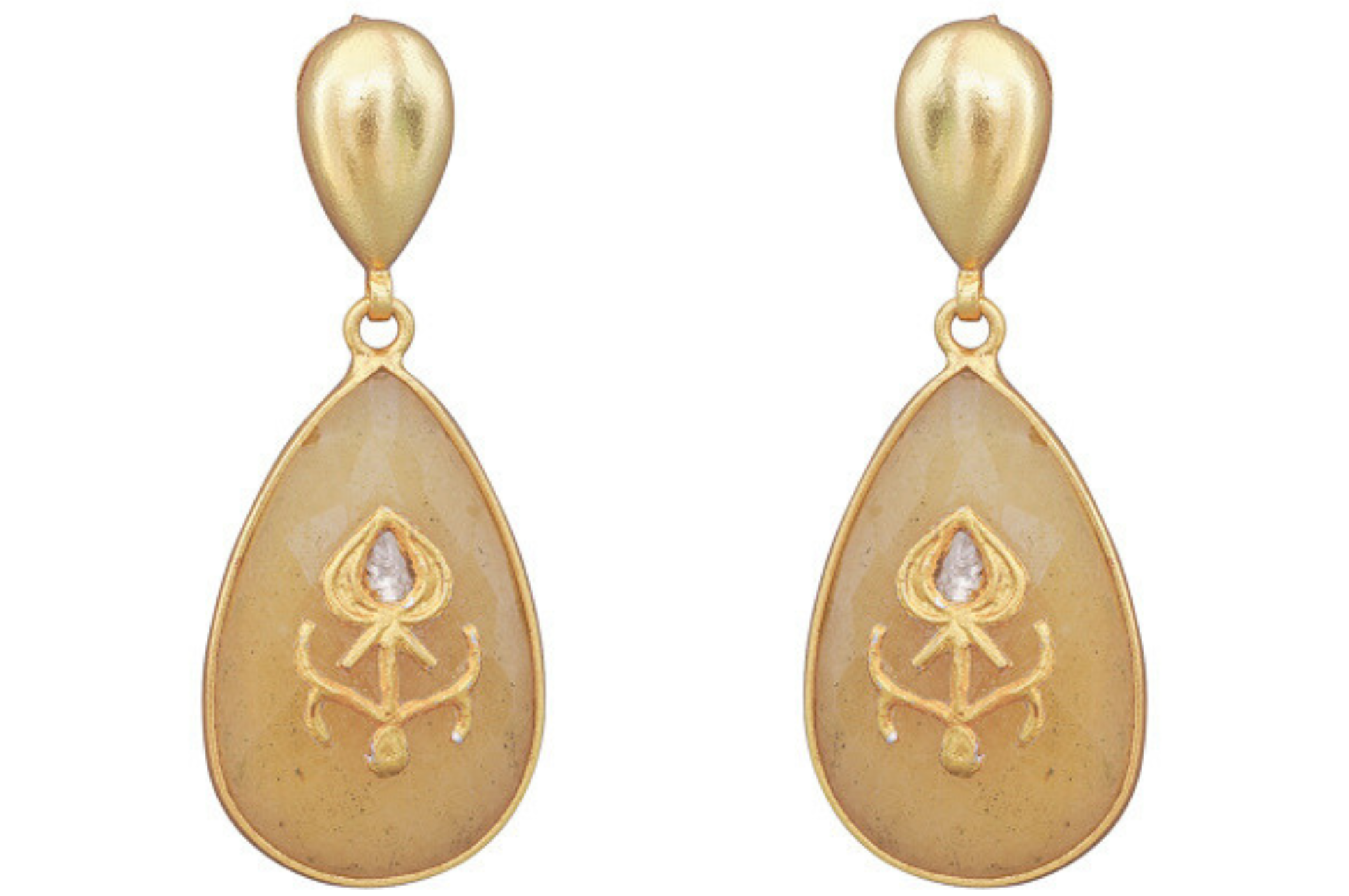Betel Leaf Moonstone & Diamond Jadau Earrings