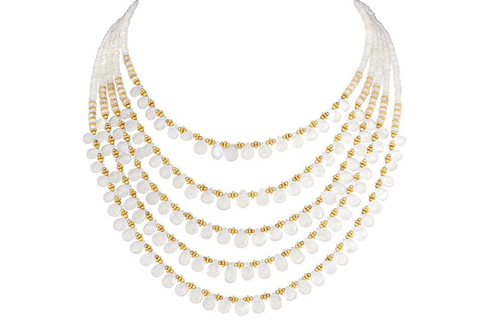 Diva Moonstone 5 Line Beaded Necklace