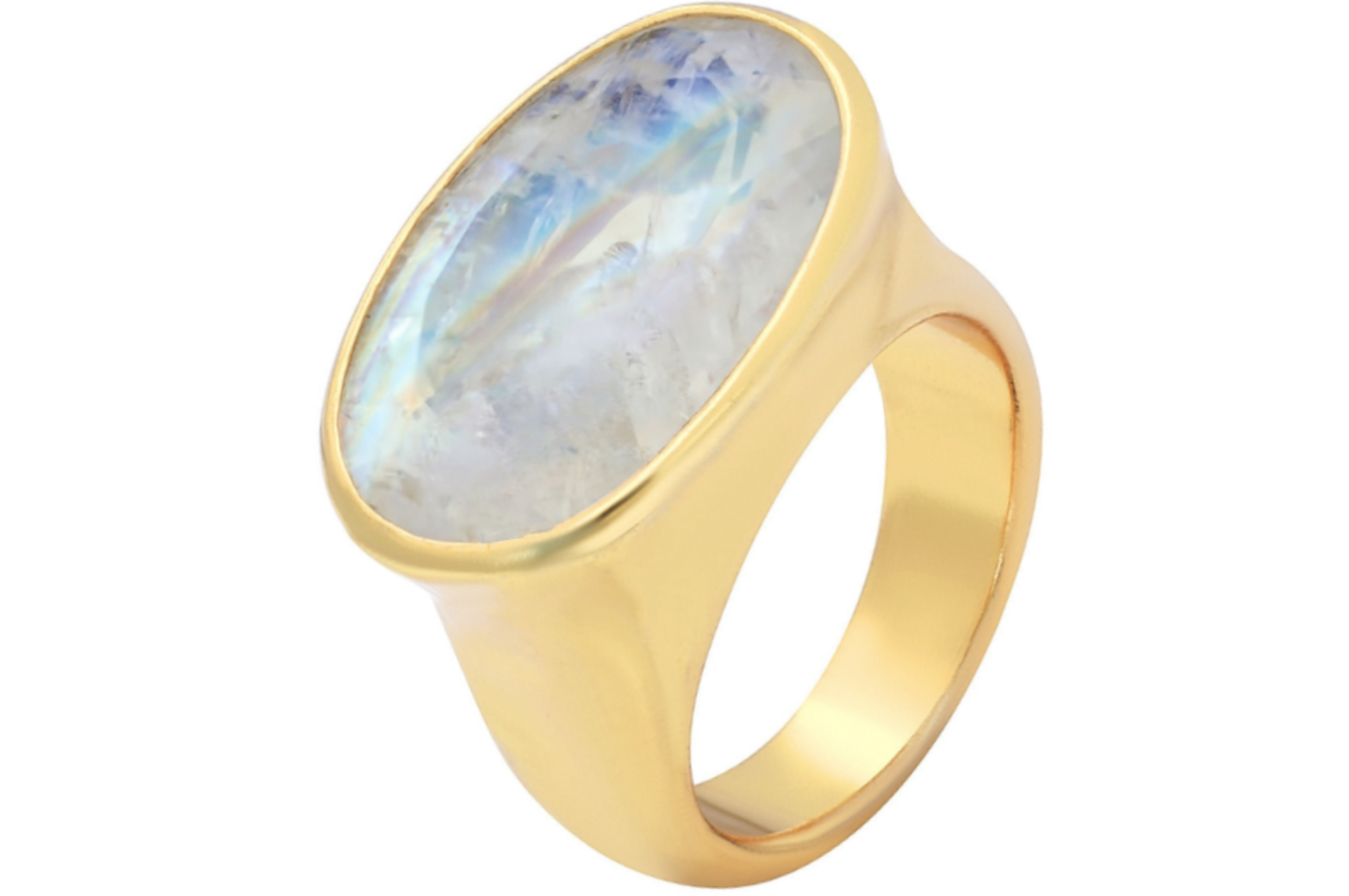 Rainbow Moonstone Oval Gemstone Ring