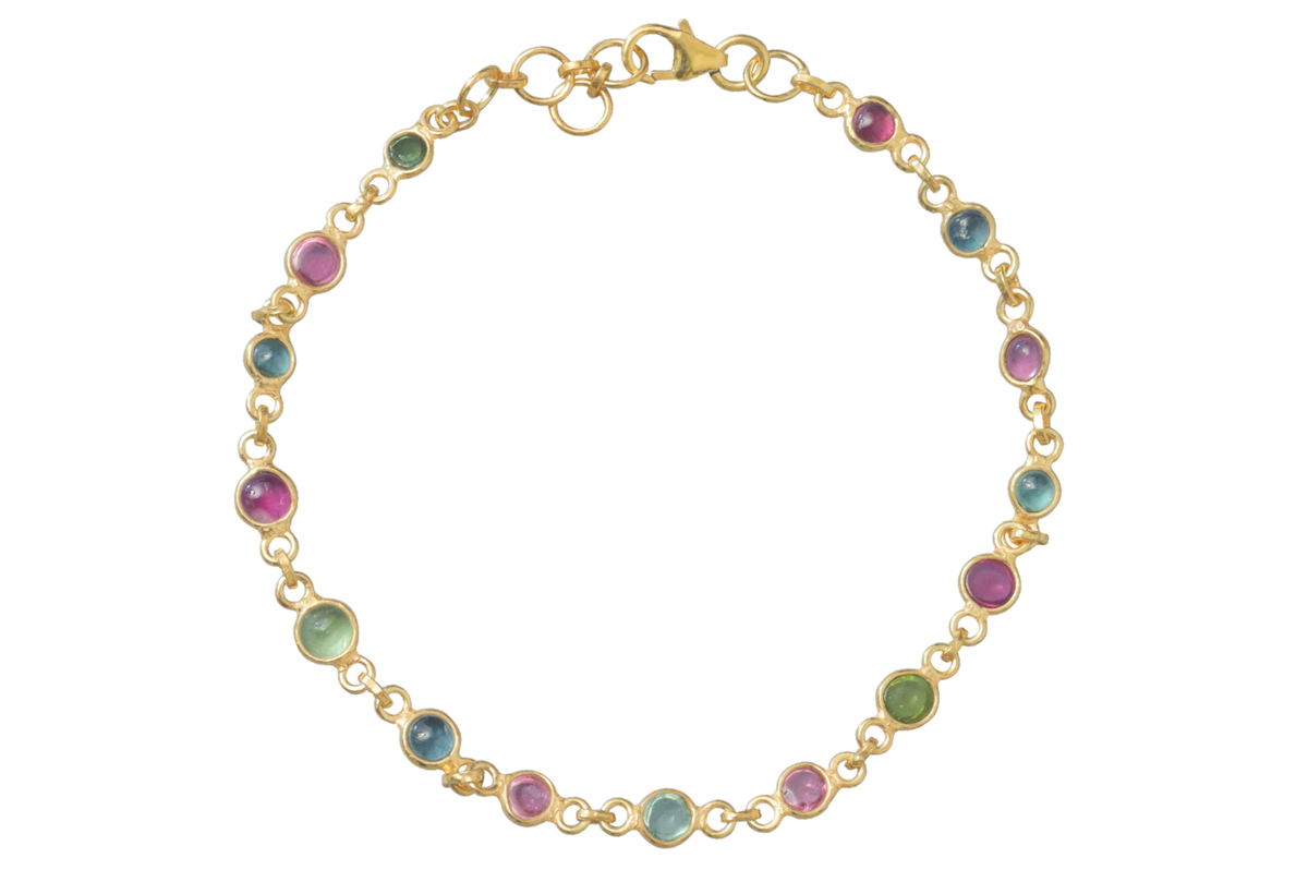 Multi Tourmaline Link Chain Bracelet