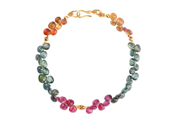 Fine Gold, Green, Orange & Pink Sapphire Bracelet