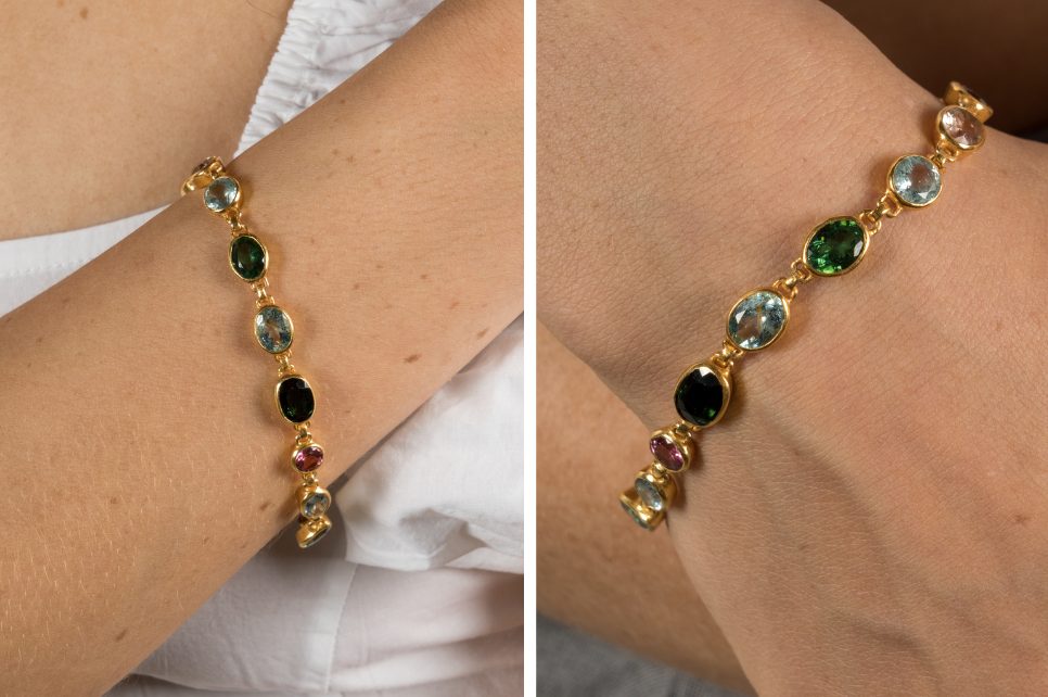 Prismatic Tourmaline & Blue Topaz Bracelet