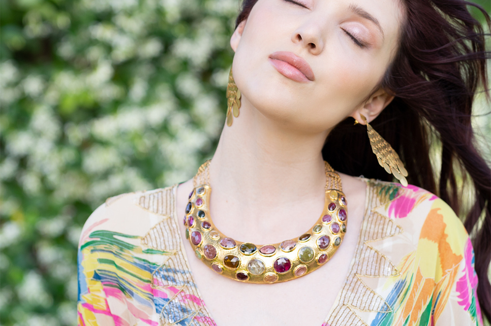 Multicoloured Tourmaline Cuff Necklace