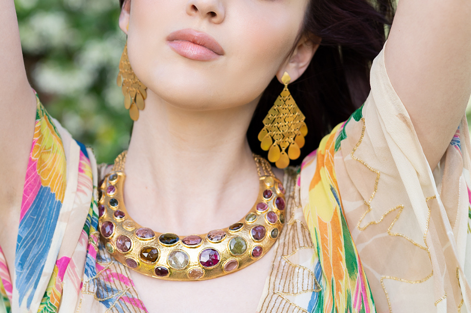 Multicoloured Tourmaline Cuff Necklace